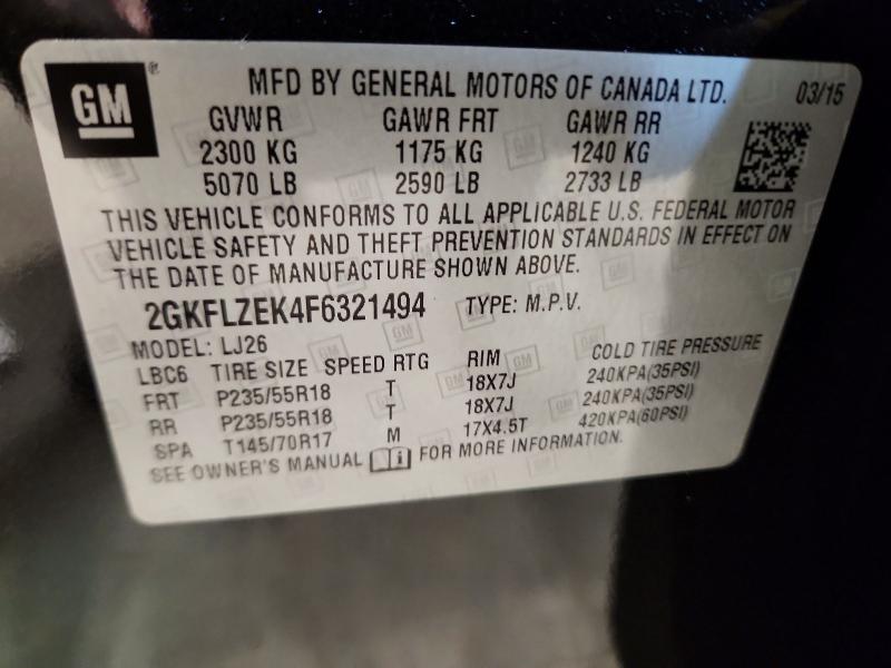 Продаж на аукціоні авто 2015 Gmc Terrain, vin: 2GKFLZEK4F6321494, номер лоту: 54491006