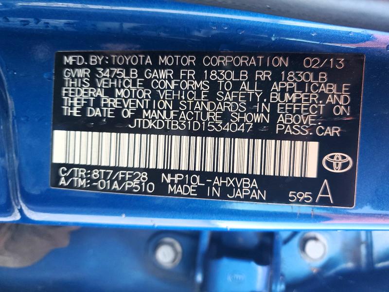 Продаж на аукціоні авто 2013 Toyota Prius C, vin: JTDKDTB31D1534047, номер лоту: 53391166