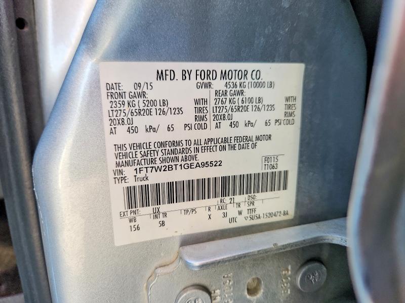 Продаж на аукціоні авто 2016 Ford F250, vin: 1FT7W2BT1GEA95522, номер лоту: 52672916