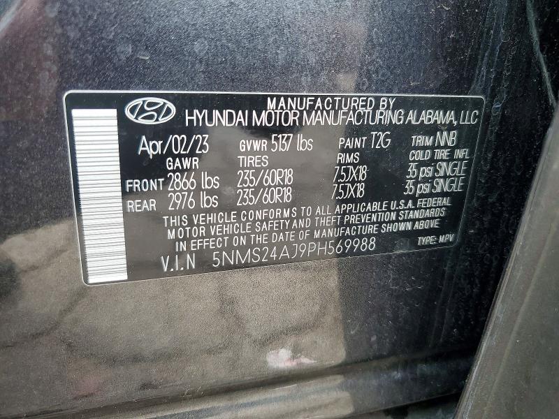 54695446 :رقم المزاد ، 5NMS24AJ9PH569988 vin ، 2023 Hyundai Santa Fe مزاد بيع