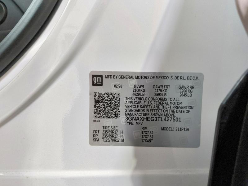 Продажа на аукционе авто 2026 Chevrolet Equinox, vin: 3GNAXHEG3TL427501, номер лота: 55306956
