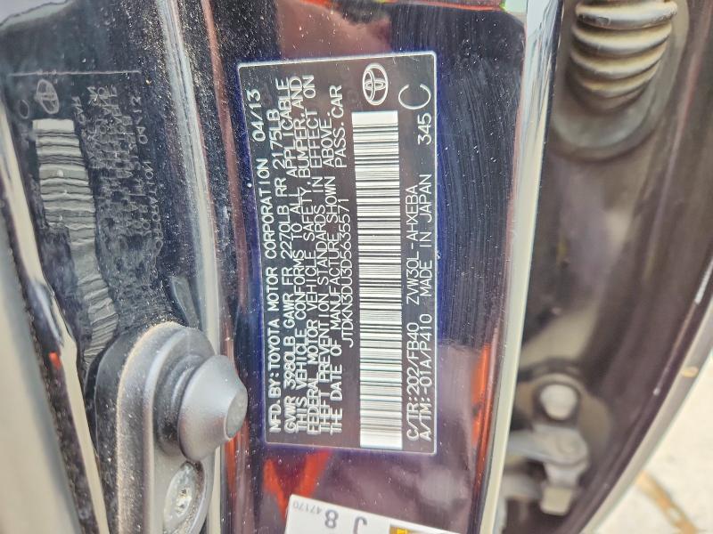 Aukcja sprzedaży 2013 Toyota Prius, vin: JTDKN3DU3D5635571, numer aukcji: 52548656