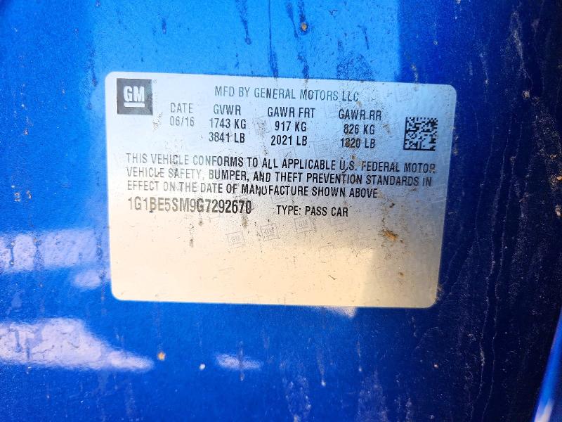 Продаж на аукціоні авто 2016 Chevrolet Cruze, vin: 1G1BE5SM9G7292670, номер лоту: 53386566