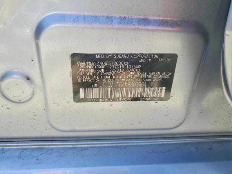 Продажа на аукционе авто 2019 Subaru Wrx, vin: JF1VA1F64K8803604, номер лота: 52970416