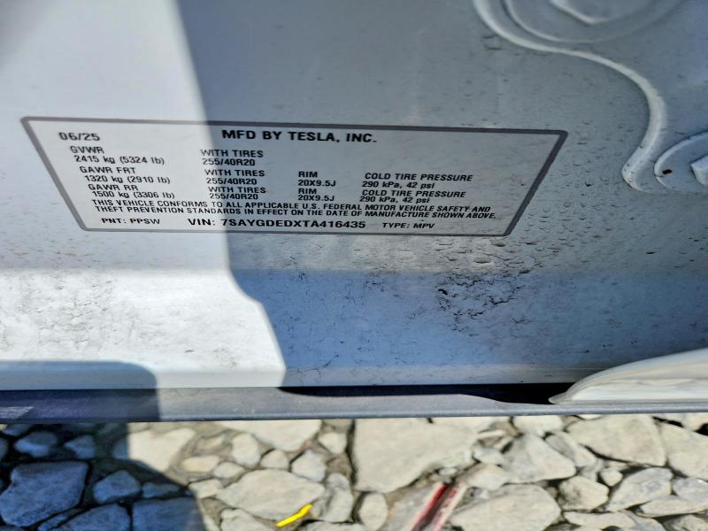 2026 Tesla Model Y მანქანა იყიდება აუქციონზე, vin: 7SAYGDEDXTA416435, აუქციონის ნომერი: 51827356