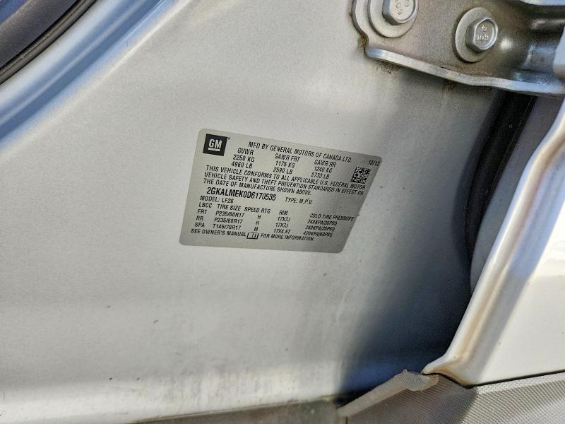 52597926 :رقم المزاد ، 2GKALMEK0D6170535 vin ، 2013 Gmc Terrain مزاد بيع