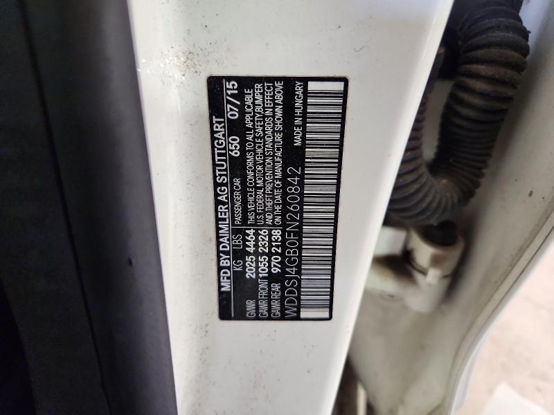 54802436 :رقم المزاد ، WDDSJ4GB0FN260842 vin ، 2015 Mercedes-benz Cla مزاد بيع