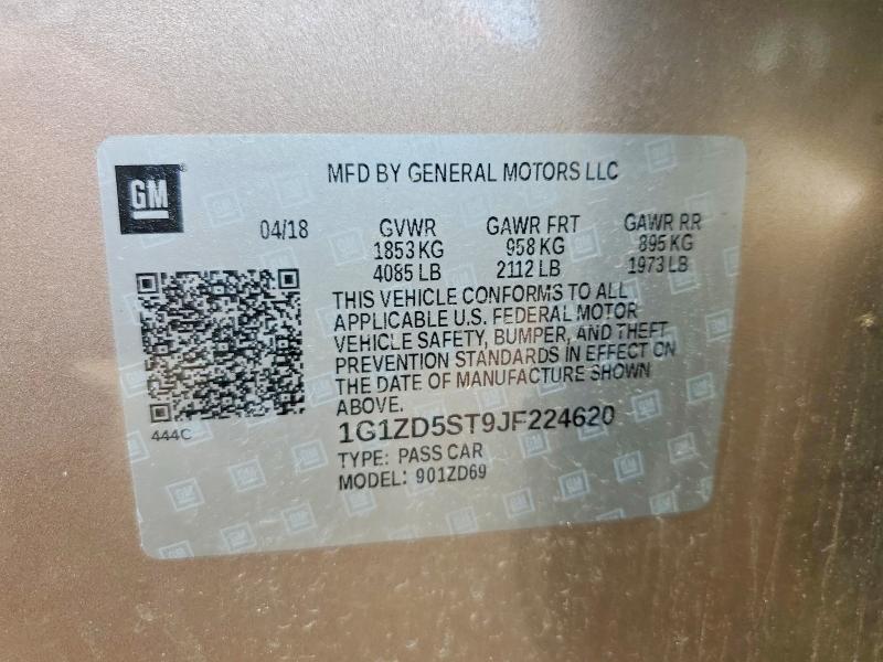 54124416 :رقم المزاد ، 1G1ZD5ST9JF224620 vin ، 2018 Chevrolet Malibu مزاد بيع