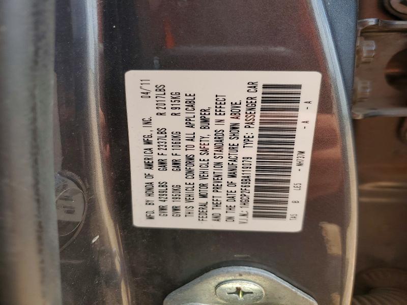 Продаж на аукціоні авто 2011 Honda Accord, vin: 1HGCP2F69BA119079, номер лоту: 54829446