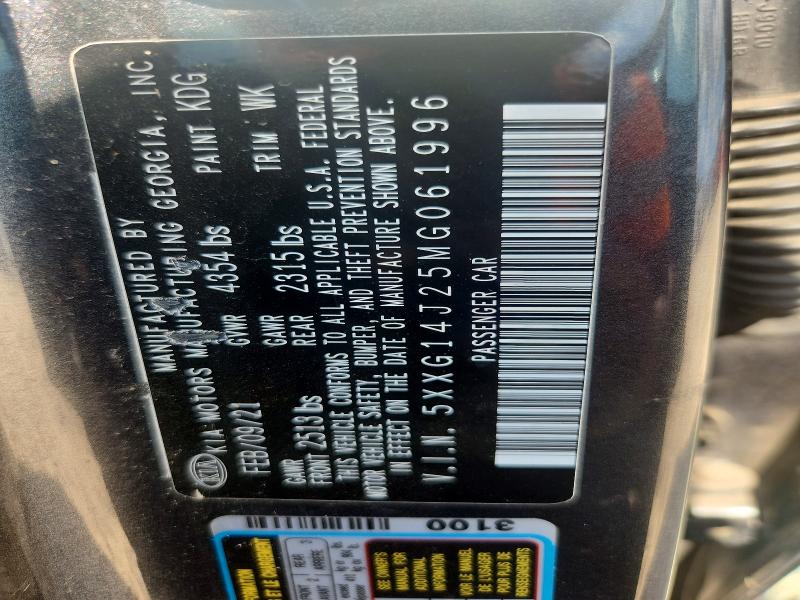 Aukcja sprzedaży 2021 Kia K5, vin: 5XXG14J25MG061996, numer aukcji: 54044986