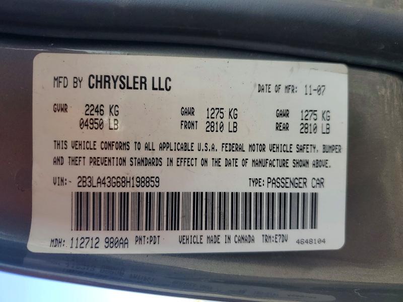 Aukcja sprzedaży 2008 Dodge Charger, vin: 2B3LA43G68H198859, numer aukcji: 53077766