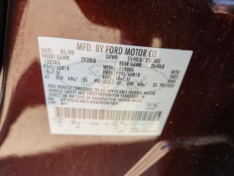 2009 Ford Edge მანქანა იყიდება აუქციონზე, vin: 2FMDK48C99BB06181, აუქციონის ნომერი: 51795456
