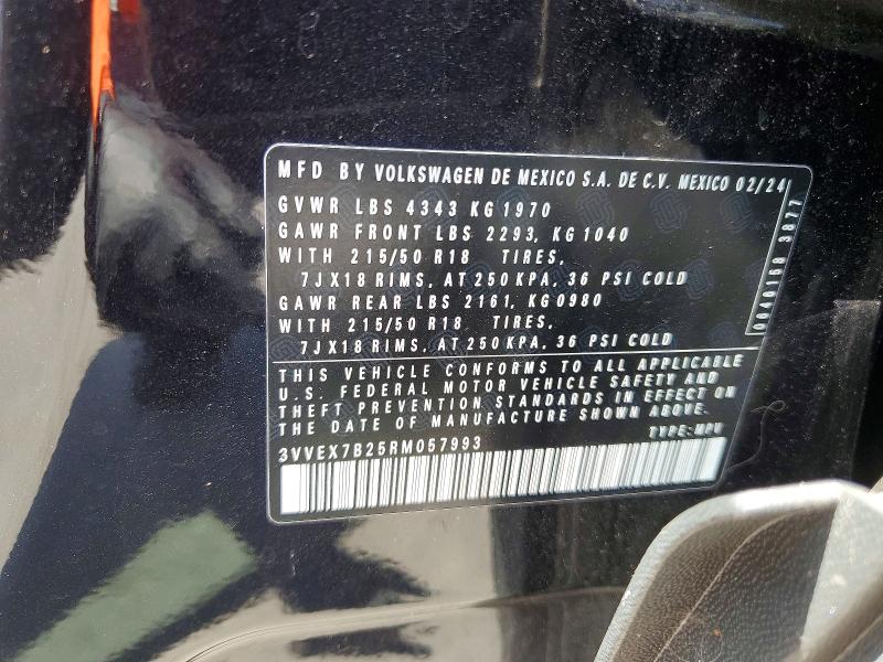 Aukcja sprzedaży 2024 Volkswagen Taos, vin: 3VVEX7B25RM057993, numer aukcji: 53217156