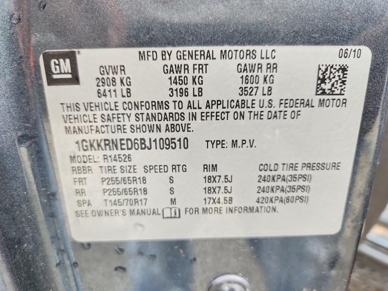 Продаж на аукціоні авто 2011 Gmc Acadia, vin: 1GKKRNED6BJ109510, номер лоту: 53998736