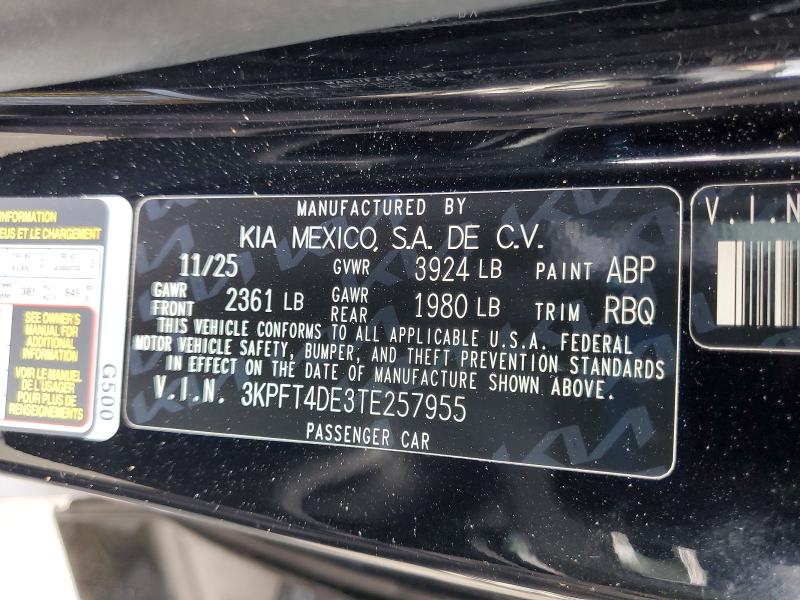 Продажа на аукционе авто 2026 Kia K4, vin: 3KPFT4DE3TE257955, номер лота: 52360966