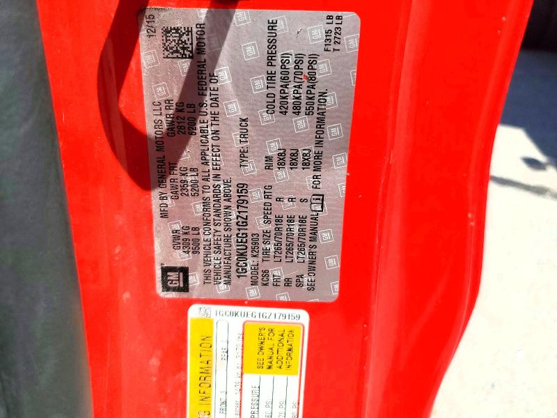 51035516 :رقم المزاد ، 1GC0KUEG1GZ179159 vin ، 2016 Chevrolet Silverado مزاد بيع