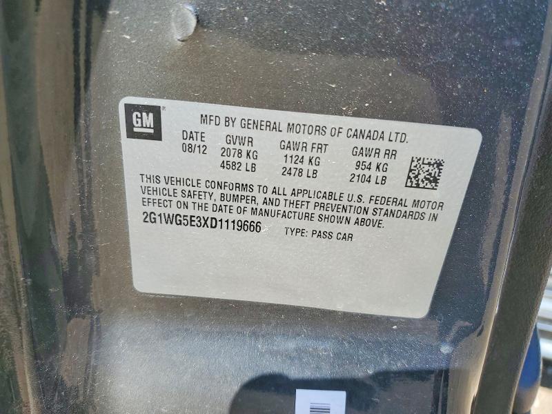 2013 Chevrolet Impala მანქანა იყიდება აუქციონზე, vin: 2G1WG5E3XD1119666, აუქციონის ნომერი: 53220516