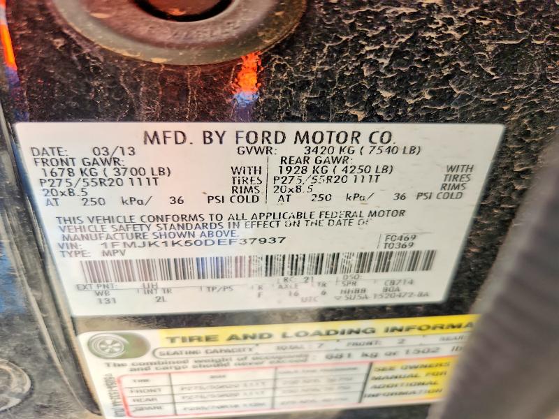 Продаж на аукціоні авто 2013 Ford Expedition, vin: 1FMJK1K50DEF37937, номер лоту: 55106176