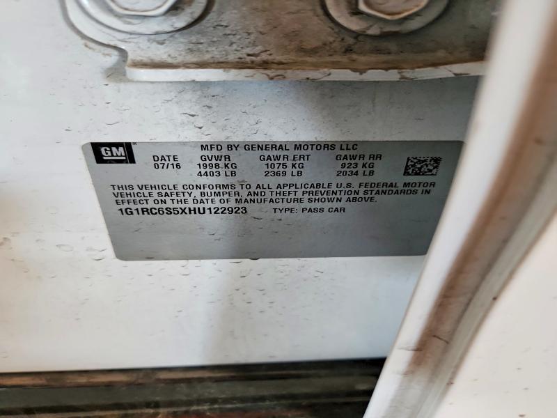 53567636 :رقم المزاد ، 1G1RC6S5XHU122923 vin ، 2017 Chevrolet Volt مزاد بيع