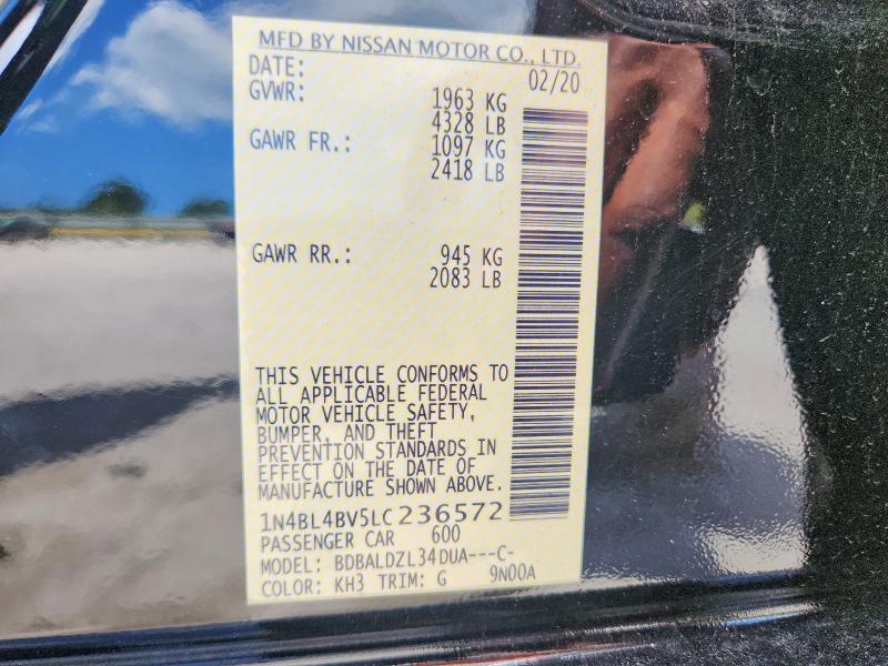 2020 Nissan Altima მანქანა იყიდება აუქციონზე, vin: 1N4BL4BV5LC236572, აუქციონის ნომერი: 50838466