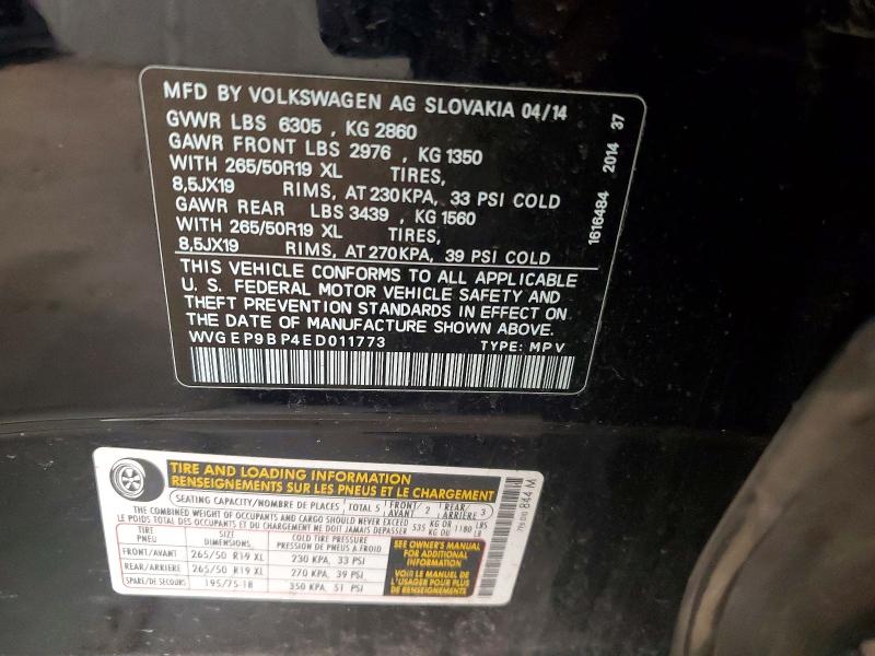 Aukcja sprzedaży 2014 Volkswagen Touareg, vin: WVGEP9BP4ED011773, numer aukcji: 52611656