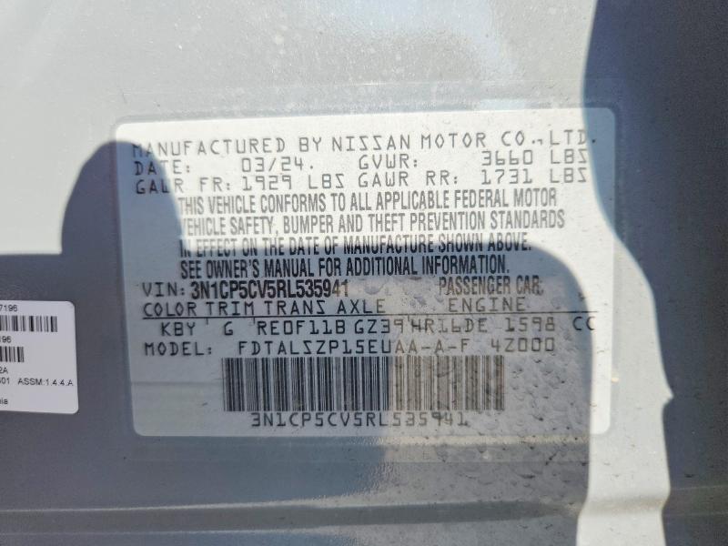 54761846 :رقم المزاد ، 3N1CP5CV5RL535941 vin ، 2024 Nissan Kicks مزاد بيع