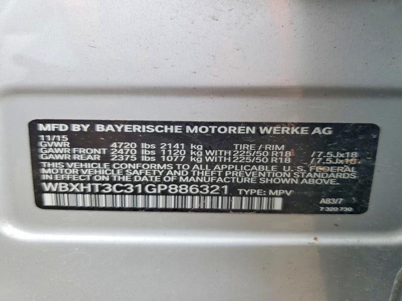 Aukcja sprzedaży 2016 Bmw X1, vin: WBXHT3C31GP886321, numer aukcji: 54696056