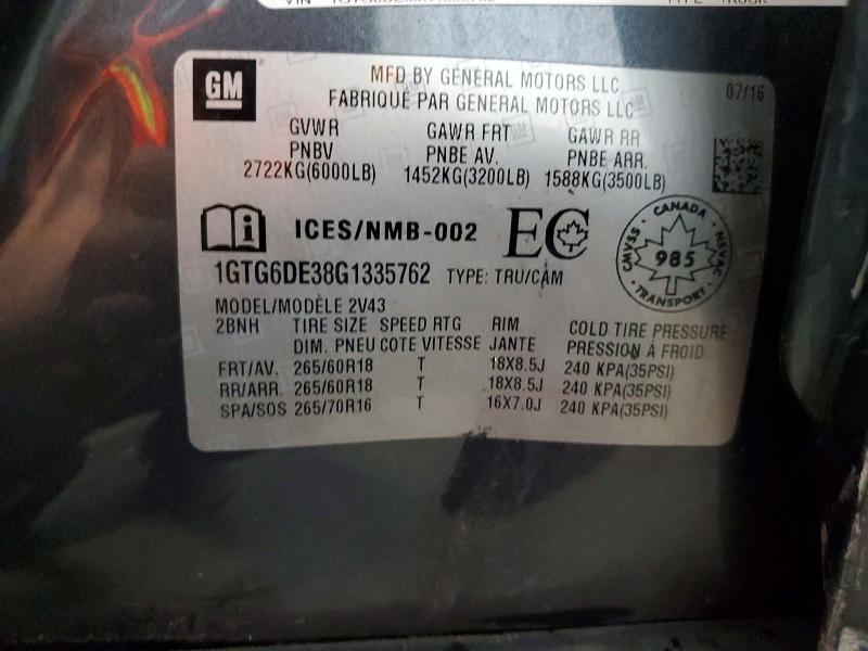 Aukcja sprzedaży 2016 Gmc Canyon, vin: 1GTG6DE38G1335762, numer aukcji: 55161866