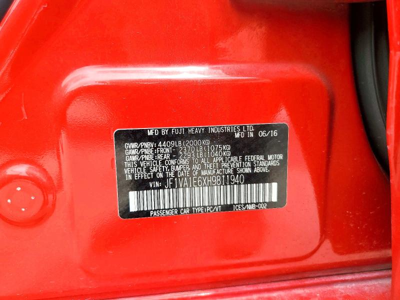 Auction sale of the 2017 Subaru Wrx, vin: JF1VA1E6XH9811940, lot number: 55426686