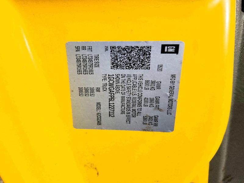 Aukcja sprzedaży 2020 Chevrolet Express G2500, vin: 1GCWGAFP6L1227112, numer aukcji: 53757856
