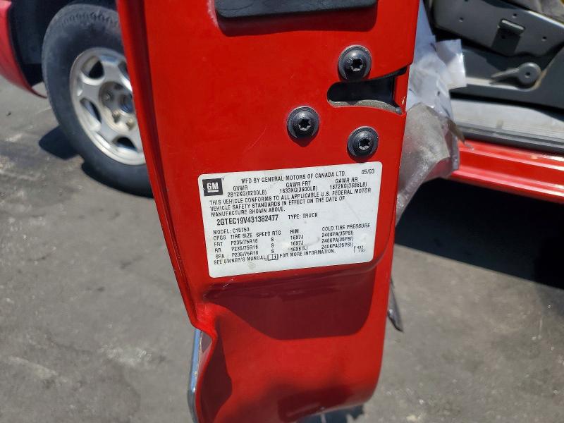 53105876 :رقم المزاد ، 2GTEC19V431382477 vin ، 2003 Gmc New Sierra مزاد بيع