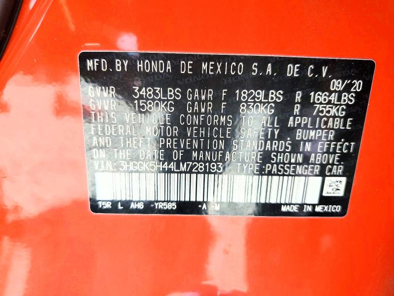 Продаж на аукціоні авто 2020 Honda Fit, vin: 3HGGK5H44LM728193, номер лоту: 52648216