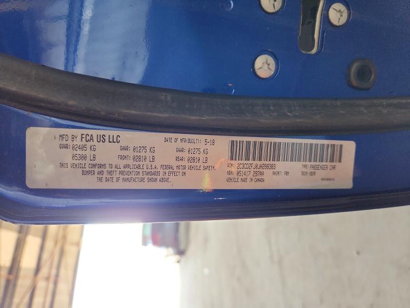 2018 Dodge Challenger მანქანა იყიდება აუქციონზე, vin: 2C3CDZFJ0JH288383, აუქციონის ნომერი: 53955906