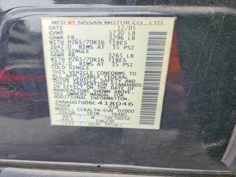 Aukcja sprzedaży 2006 Nissan Frontier, vin: 1N6AD07U06C418046, numer aukcji: 52005306