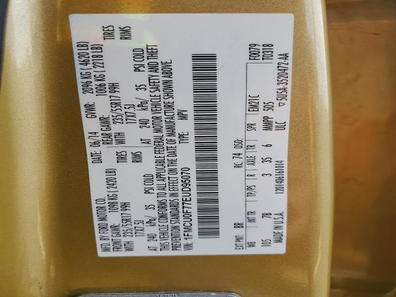Продажа на аукционе авто 2014 Ford Escape, vin: 1FMCU0F77EUD95070, номер лота: 54517696