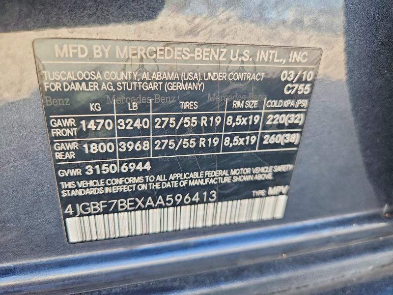Aukcja sprzedaży 2010 Mercedes-benz Gl, vin: 4JGBF7BEXAA596413, numer aukcji: 52993806