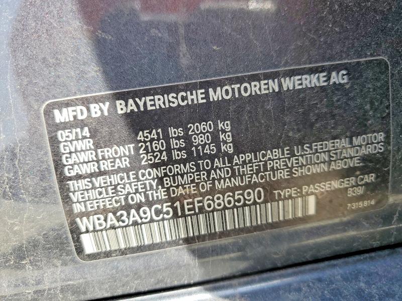 52257026 :رقم المزاد ، WBA3A9C51EF686590 vin ، 2014 Bmw 335 مزاد بيع