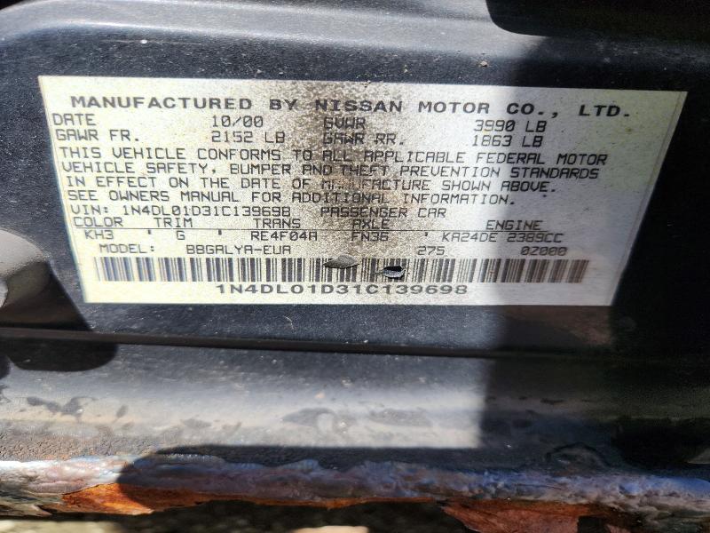 Aukcja sprzedaży 2001 Nissan Altima, vin: 1N4DL01D31C139698, numer aukcji: 53522556