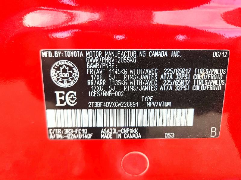 2012 Toyota Rav4 მანქანა იყიდება აუქციონზე, vin: 2T3BF4DVXCW226891, აუქციონის ნომერი: 54171066