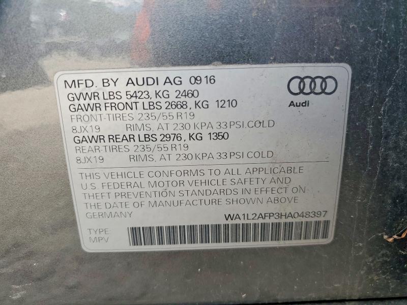 Aukcja sprzedaży 2017 Audi Q5, vin: WA1L2AFP3HA048397, numer aukcji: 54673266