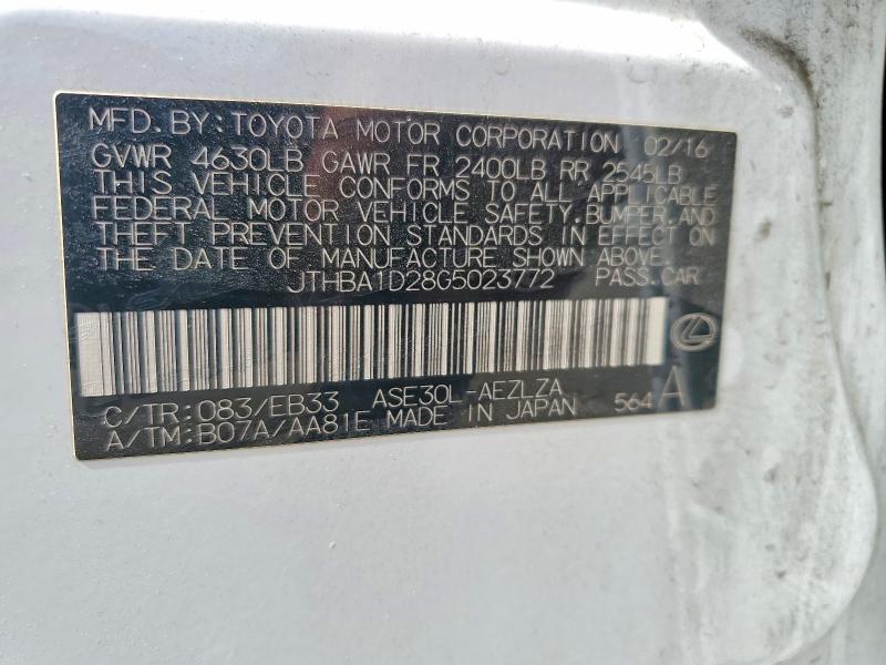 Продажа на аукционе авто 2016 Lexus Is, vin: JTHBA1D28G5023772, номер лота: 53268726