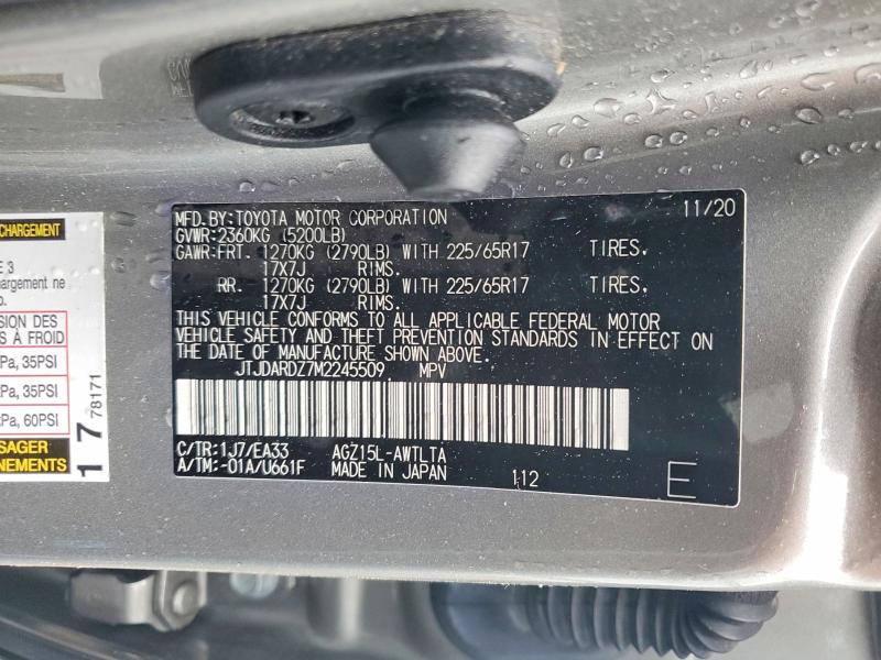 52501596 :رقم المزاد ، JTJDARDZ7M2245509 vin ، 2021 Lexus Nx 300 مزاد بيع