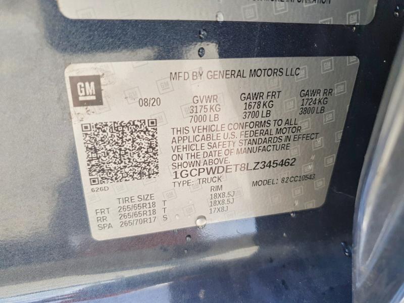 Продажа на аукционе авто 2020 Chevrolet Silverado, vin: 1GCPWDET8LZ345462, номер лота: 54898446