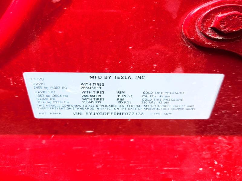 Aukcja sprzedaży 2021 Tesla Model Y, vin: 5YJYGDEE0MF072138, numer aukcji: 50622236