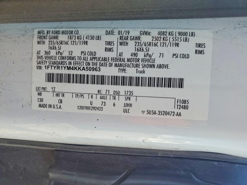 53156936 :رقم المزاد ، 1FTYR1YM4KKA50963 vin ، 2019 Ford Transit مزاد بيع