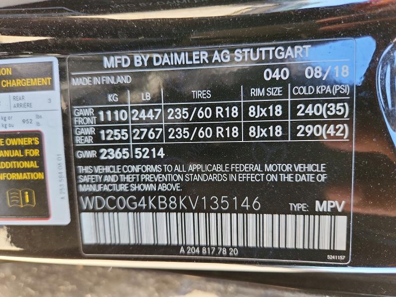 Продаж на аукціоні авто 2019 Mercedes-benz Glc, vin: WDC0G4KB8KV135146, номер лоту: 53478936