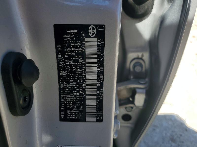 Продажа на аукционе авто 2022 Toyota Corolla, vin: 5YFEPMAEXNP274113, номер лота: 54769176