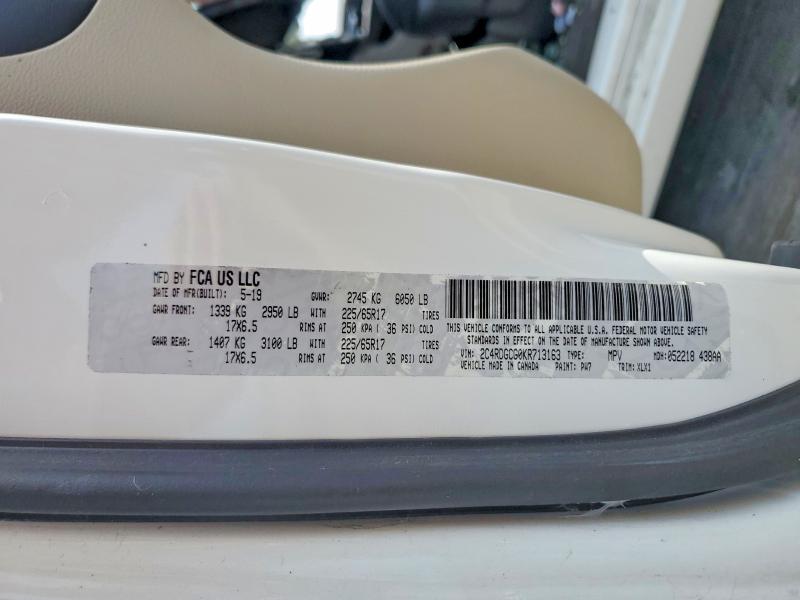 Продажа на аукционе авто 2019 Dodge Grand Caravan, vin: 2C4RDGCG0KR713163, номер лота: 52213046