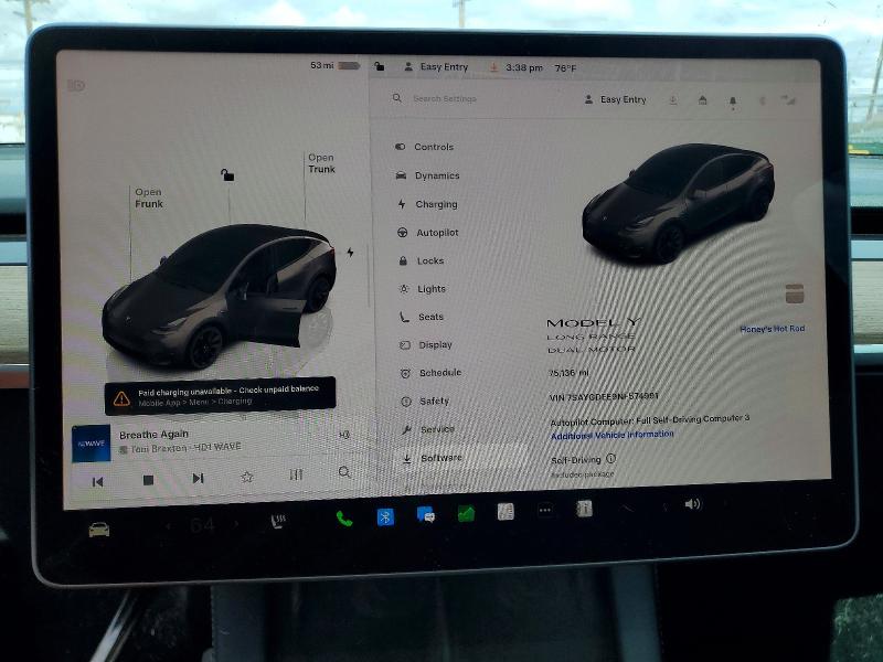 52530686 :رقم المزاد ، 7SAYGDEE9NF574991 vin ، 2022 Tesla Model Y مزاد بيع