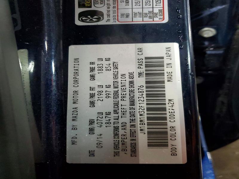 53639476 :رقم المزاد ، JM1BM1M32F1234876 vin ، 2015 Mazda 3 مزاد بيع
